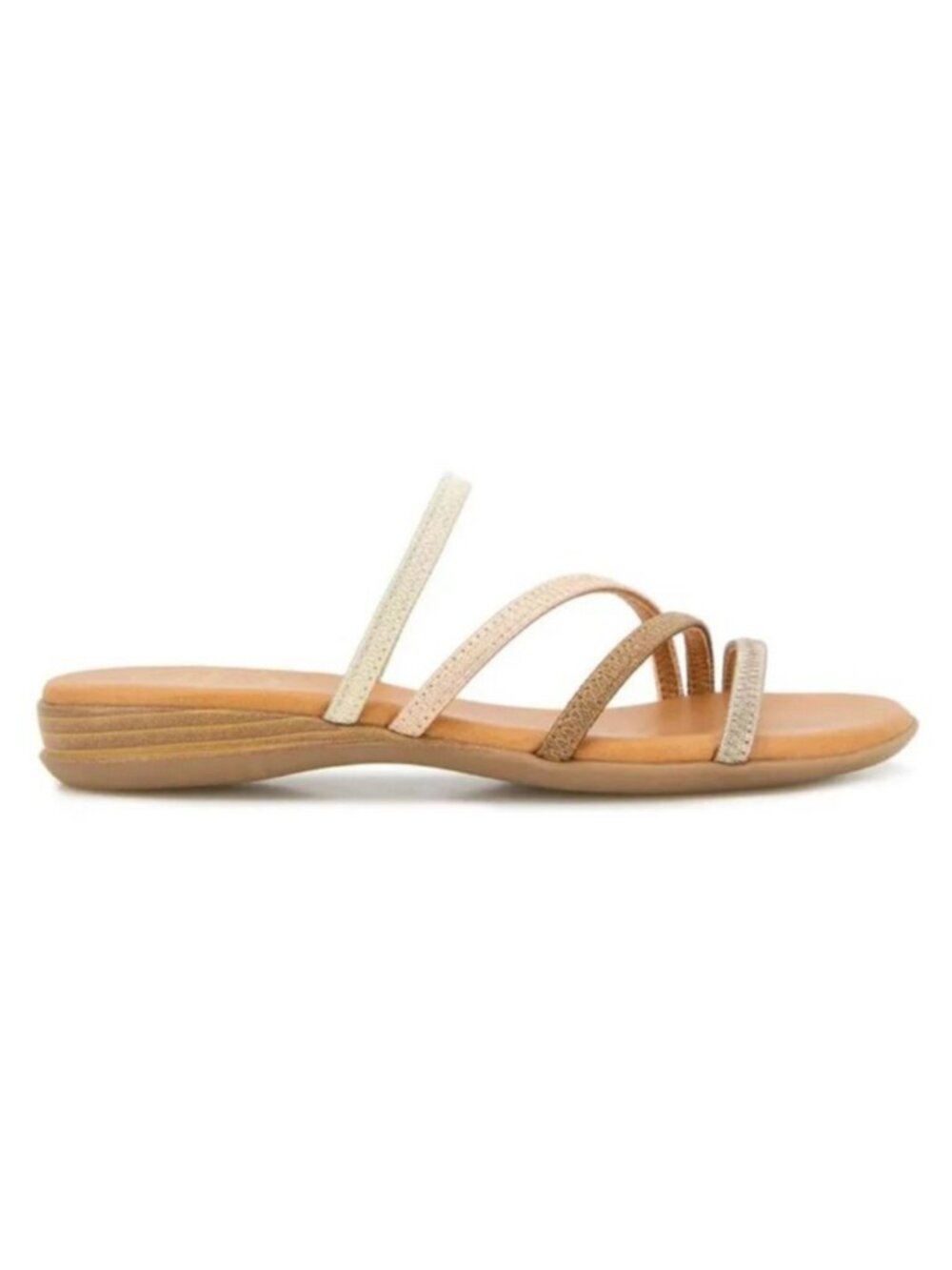 Andre Assous Nolan Metallic Champagne/Gold/Bronze Slide Sanda Women Size 11 NEW